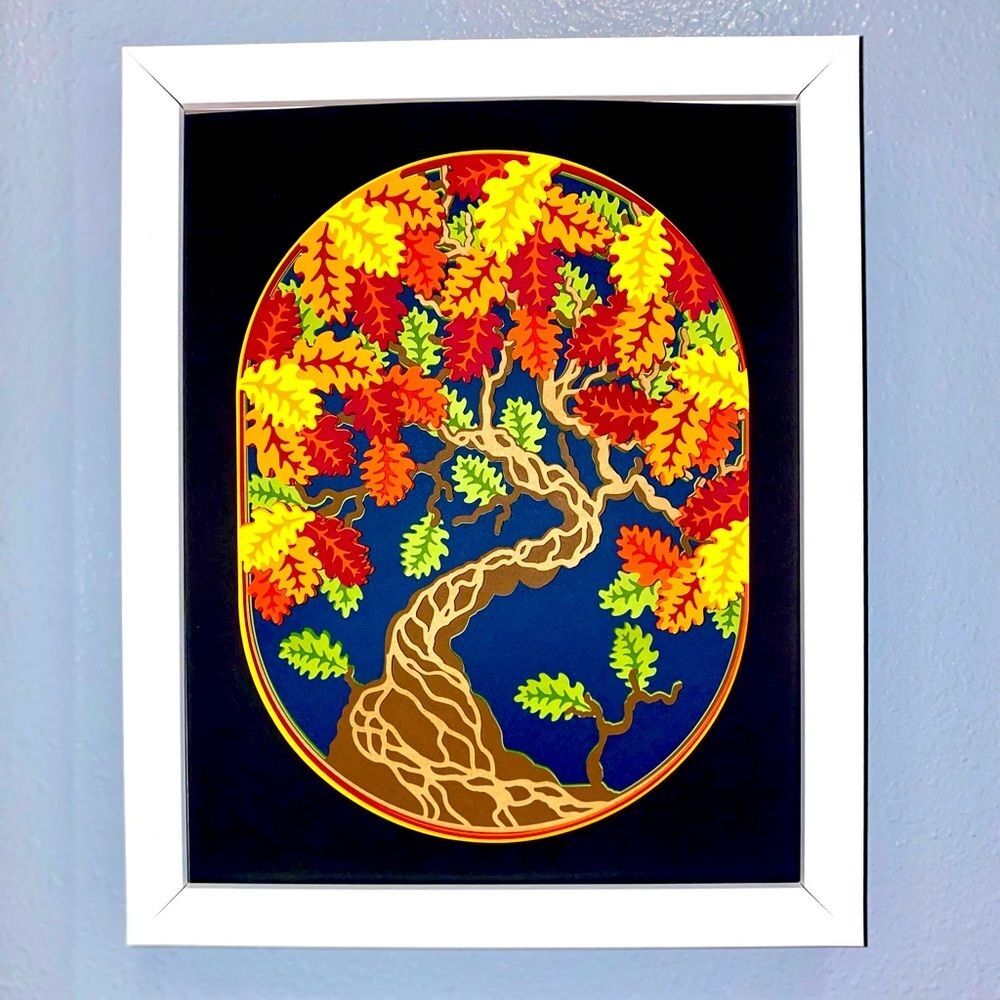 3D Oak Tree Fall Autumn Shadowbox - Picture 6 of 8